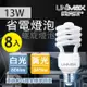 【美克斯UNIMAX】13W 螺旋省電燈泡 E27 節能 省電-8入組