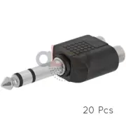20x 6.35mm Stereo Male Plug to 2 RCA Female Jack Adapter Speaker 2-Way Splitter