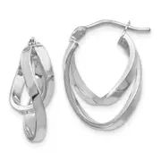 14K Yellow & Rhodium W/Wht Rh-Plating Polished Hinged Hoop Earrings