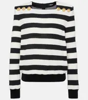 [Balmain] Balmain Striped jersey top UK 14 black