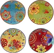 Certified International 22451SET/4 Tunisian Sunset Salad/Dessert Plates (Set of 4), 8.75", Multicolor