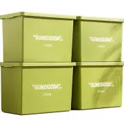 4 packs Green Storage Bins With Lids , Stackable Boxes with Lid Buckles,Garag...
