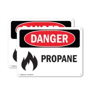 (2 Pack) Propane OSHA Danger Sign Decal Metal Plastic