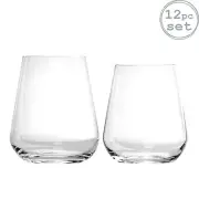 Bormioli Rocco Inalto Uno Tumblers & Stemless Wine Glasses Set - 12pc