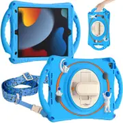 iPad Case Rugged Case with Handle Stand Shoulder Strap for iPad 10.2 Inch 2019/2020/2021-LightBlue