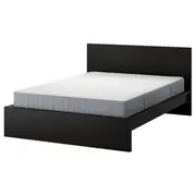 MALM bed frame with mattress, black-brown/Valevåg firm, Double