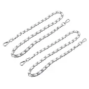 Purse Chain Strap, 24" Purse Strap Shoulder Replacement Strap 2Pcs White+Silver