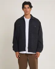 Plaid Zip Through Long Sleeve Shirt