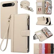 [Asuwish] Mobile Phone Case for Google Pixel 9/9 Pro 5G Case with Strap Film Screen Protector Card Slot Foldable Leather Wallet Stand Pixel9 9Pro Mobile Phone Cases Protective Tempered Glass Screen