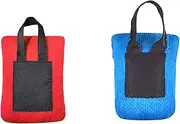 2PCS Mini Pocket Picnic Blanket Red + Blue Durable Lightweight Waterproof Sand Proof Beach Camping Travel Mat with Portable Bag for Outdoors Activities (70 * 110cm)