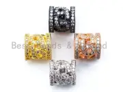 CZ Micro Pave Big Hole Cylinder Spacer Beads, Large Hole Pave beads, Cubic
