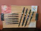 Vintage New Cut N Serve Set_10 Knives_Lucerne Steel_Cutting Board_Charcutery