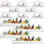 4 Pieces Inflatable Serving Bars and 12 Pieces Food Umbrella Mesh Cover Collapsible Food Tent Inflatable Cooler with Drain Plug Drink Salad Buffet Tray for Indoor Outdoor Party BBQ Pool Picnic Luau