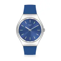 在飛比找Yahoo奇摩購物中心優惠-SWATCH Skin Irony 超薄金屬系列手錶 型格藍