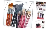 Acrylic Makeup Brush Holder with Lid - Cosmetic Makeup Brush Organizer Clear