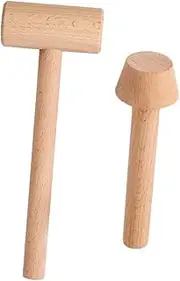 IWOWHERO 2 Pack Wooden Egg Tart Molds Baking Tools Pushers Mini Mallets for Tart Cheese Mousse
