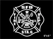 Fire Department Decal Maltese Cross custom personalize Firefighter vinyl sticker