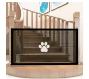 Easy Install Portable Mesh Dog Gate Pet Barrier for Doors 110cmX78cm WHITE