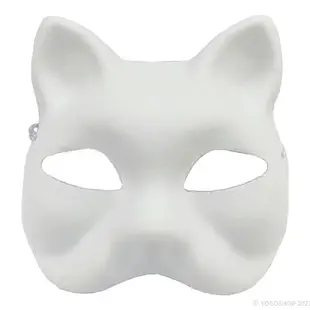 貓面具 空白面具 附鬆緊帶/一個入(促40) 貓頭面具 狐狸面具 DIY 紙面具 兒童彩繪面具 萬聖節面具 舞會面具 動物面具 白色面具 AA3966
