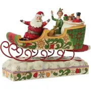 Enesco Elf Jim Shore Spreading Christmas Cheer Buddy & Santa In Sleigh Figurine