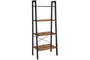 Rustic brown and black steel Metal Frame 4 Tier bookshelf
