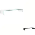TV Stand/Monitor Riser Glass Desk Laptop Holder Clear/Black Multi Sizes vidaXL