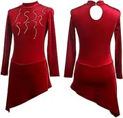 [Zagitova] Figure Skating Dress for Girls Long Sleeve Breathable Women Competition Dance Costume with Shiny Rhinestone