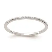 14K White Gold 1.2mm Twisted Wire Pattern Stackable Band