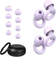Ear Plugs for Sleeping, 2 Pairs of Reusable Earplugs for Noise Reduction 25dB-30dB with 8 Ear Tips, Soft Hearing Protection Ear Plugs for Concert,Noise Sensitivity, Study & Work