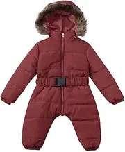 [Generic] Snowboard Jackets Boys Winter Jacket Outfit Infant Warm Thick Girl Coat Hooded Boy Baby Jumpsuit Romper Boys Outfits&Set Toddler Snowsuit for Boys Brown