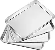 Baking Sheets Set of 5, Bastwe Stainless Steel Baking Pan Tray Cookie Sheet, Size 10 x 8 x 1 inch, Non Toxic & Healthy, Rust Free & Easy Clean