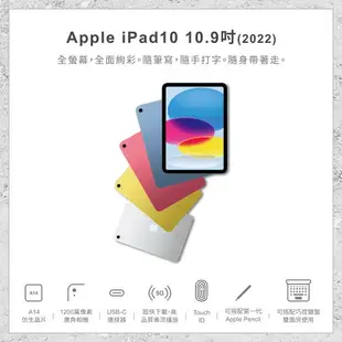 【APPLE】 iPad10 10.9吋(2022) 64GB/256GB 全新平板 平板電腦 原廠保固1年