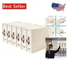Portable Under Bed Storage for Linen - 6 Pack Beige Sheet Organizers with Window