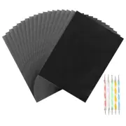 25Sheet A4 Graphite Transfer Tracing Copy Paper with Embossing Stylus, Black