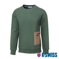 在飛比找PChome24h購物優惠-K-SWISS Sweatshirt 刷毛圓領上衣-男-綠