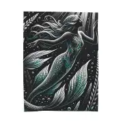 Velveteen Plush Blanket Mystical Mermaid Retro Art Deco Art Designer Home Decor