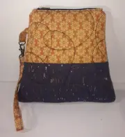 Quilted Mini Clutch Bag 8.5" x 8.5" Zipper Closer 6" Wrist Strap Lined w Pocket