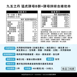 【九五之丹】酵母B群+酵母鋅、微膠囊鐵 2入組共60粒(超稀有世界品質特金B群)