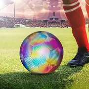 Reflective Football, Night Time Soccer Ball, Wear-Resistance Luminous Football Holographic Football, Light Up Football Size 5 for Night Games and Training Glow, Bright Football for Kid Outdoor Sports