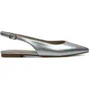 Yosi Samra Vera Pointed Toe Slingback Flat in Silver Metallic at Nordstrom, Size 9