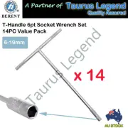 14PC T Bar 6-19mm Handle Chrome Vanadium CRV Socket Wrench Set Auto Repair Tool