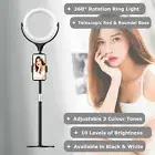 NEWAVE 3 Colour Dimmable Rotatable 8'' LED Ring Light Phone Holder Roundel Stand
