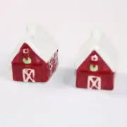 NEW SET OF RED BARNS MINI SALT And PEPPER SHAKERS New Without Tags Red & White