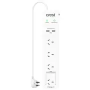 Crest 4 Outlet 2-Port USB Powerboard Surge Protected