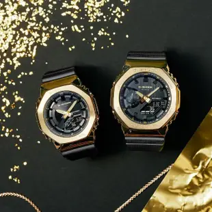 【CASIO 卡西歐】G-SHOCK WOMEN 農家橡樹 時尚黑金八角雙顯腕錶 母親節 禮物(GM-S2100GB-1A)