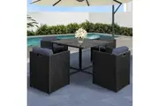 Gardeon Outdoor Dining Set 5 Piece Wicker Table Chairs Setting Black