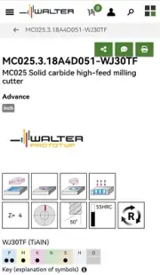 Walter MC025.3.18A4D051-WJ30TFMC025 Solid carbide high-feed milling cutter
