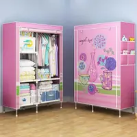 在飛比找樂天市場購物網優惠-衣櫃新款簡易學生衣櫥鋼管加固組合布折疊19MM粗韓式時尚臥室
