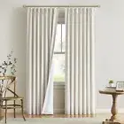 Vision Home Natural Pinch Pleated Full Blackout Curtains Linen Blended Room D...