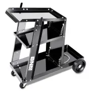 Jet Black Portable 3 Levels Metal Table Working Bench Welding Cart With 4 Wheels